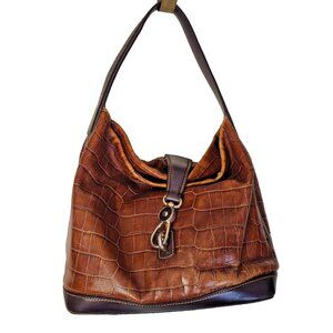 AUTHENTIC Dooney & Bourke Alligator print front clasp Shoulder Bindle Tote Bag